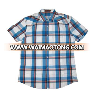 Custom High Quality Men's Short Sleeve 100% Cootton Plaid Shirts